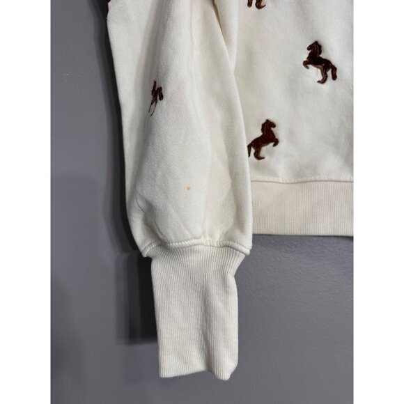 Maeve Puff-Sleeve Embroidered Sweatshirt NWT XXS *flaw - Picture 3 of 11